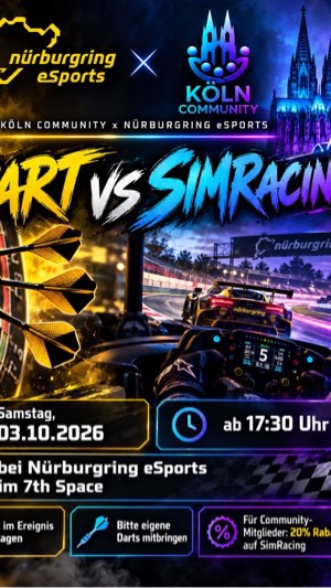 🎯 Dart vs SimRacing 🏁 | Köln Community × Nürburgring eSports – Sport-Events in Köln